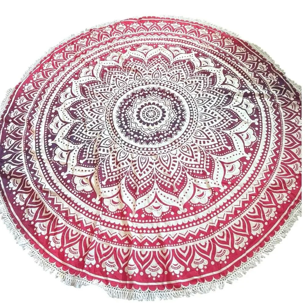Indian cotton mandala round tapestry or beach throw